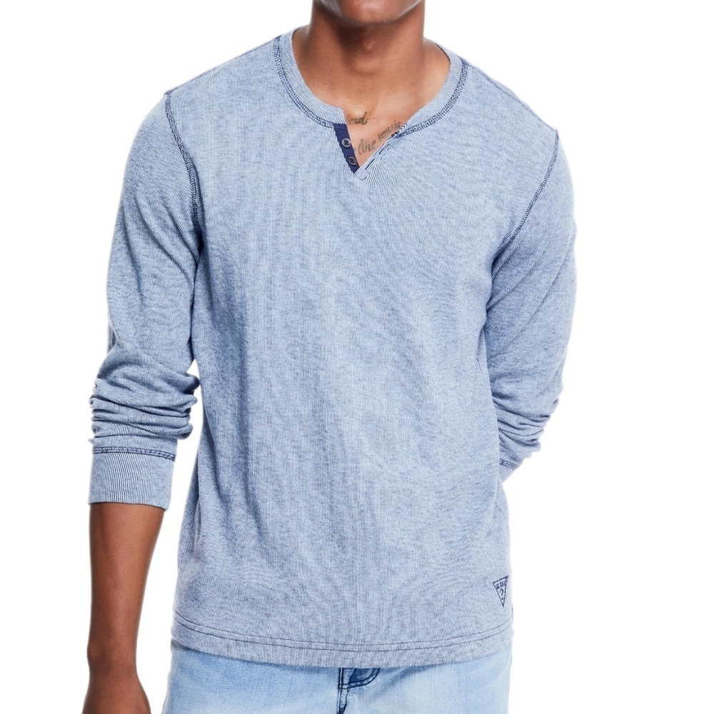 NEW GUESS Hanson Knit Henley Shirt SZ S